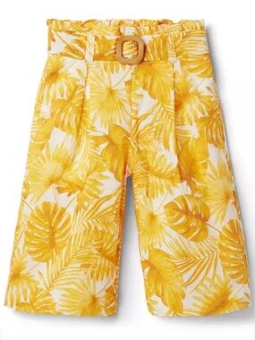 Janie and Jack Tropical Palm Print Wide Pants Golden Yellow Size: 2T| Vacation